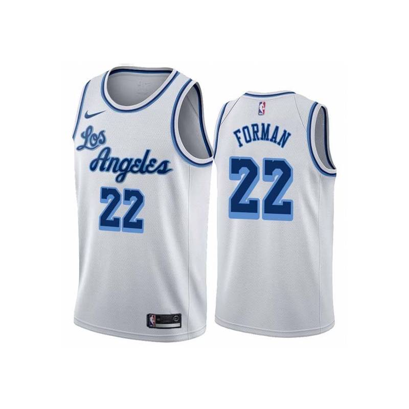 White Classic Donnie Forman Twill Basketball Jersey -Lakers #22 Forman Twill Jerseys, FREE SHIPPING