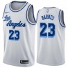 White Classic Jim Barnes Twill Basketball Jersey -Lakers #23 Barnes Twill Jerseys, FREE SHIPPING