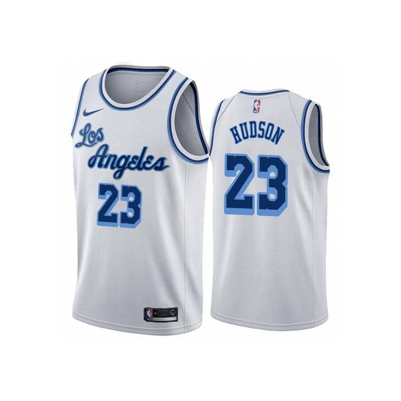 White Classic Lou Hudson Twill Basketball Jersey -Lakers #23 Hudson Twill Jerseys, FREE SHIPPING