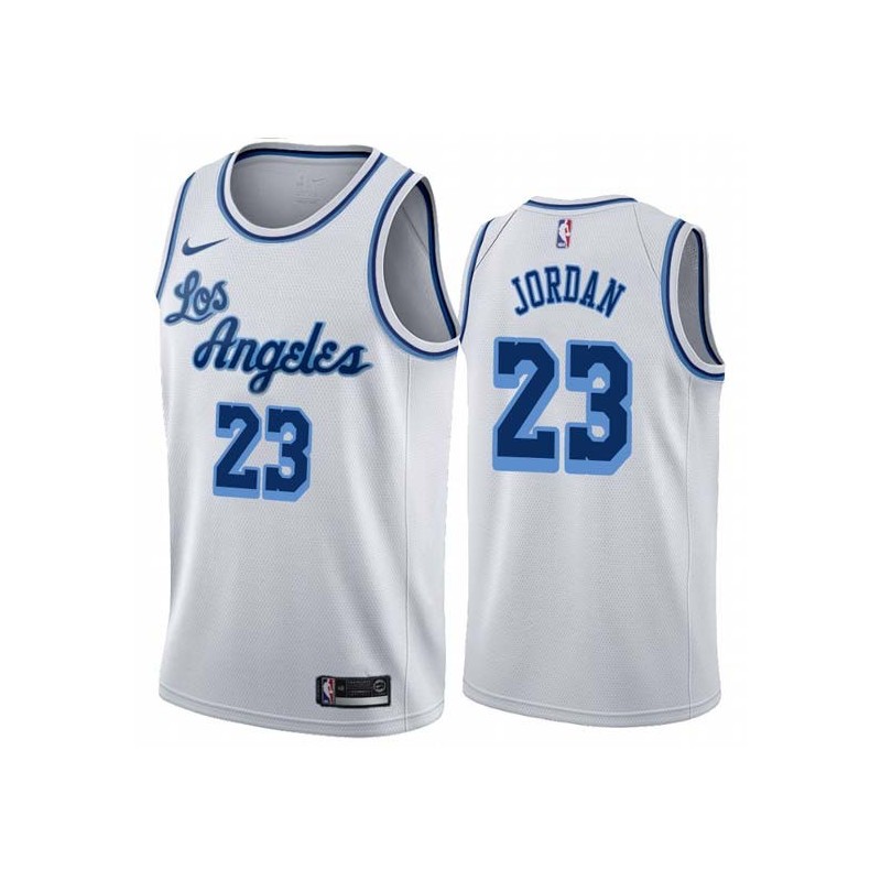 White Classic Reggie Jordan Twill Basketball Jersey -Lakers #23 Jordan Twill Jerseys, FREE SHIPPING