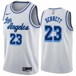 White Classic Mario Bennett Twill Basketball Jersey -Lakers #23 Bennett Twill Jerseys, FREE SHIPPING