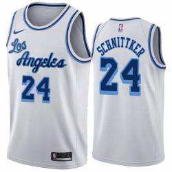 White Classic Dick Schnittker Twill Basketball Jersey -Lakers #24 Schnittker Twill Jerseys, FREE SHIPPING