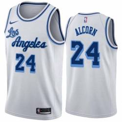 White Classic Gary Alcorn Twill Basketball Jersey -Lakers #24 Alcorn Twill Jerseys, FREE SHIPPING