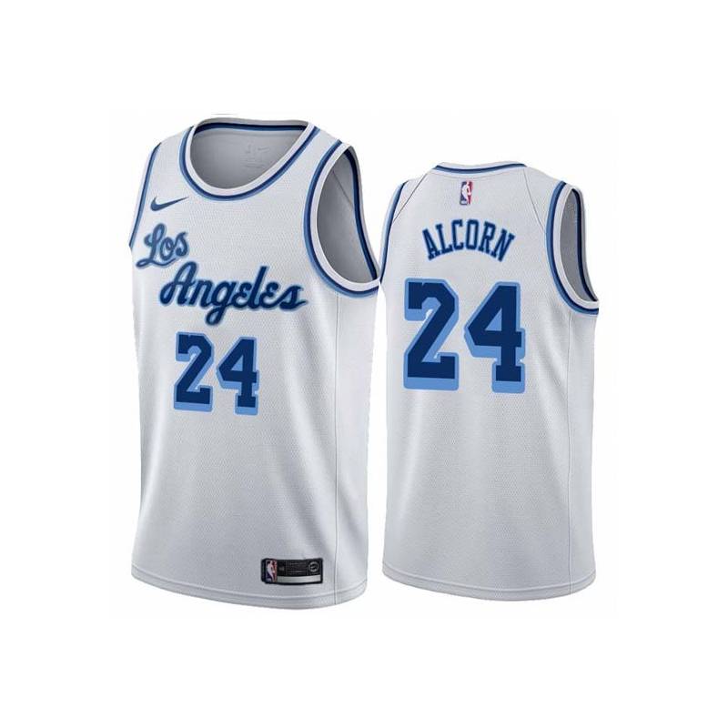 White Classic Gary Alcorn Twill Basketball Jersey -Lakers #24 Alcorn Twill Jerseys, FREE SHIPPING