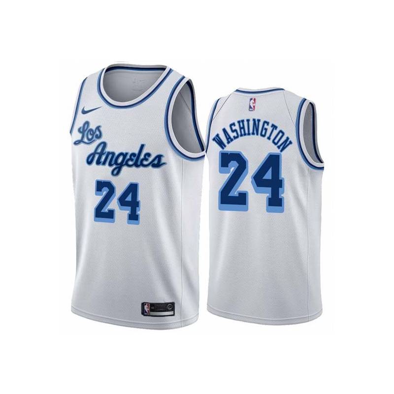 White Classic Kermit Washington Twill Basketball Jersey -Lakers #24 Washington Twill Jerseys, FREE SHIPPING