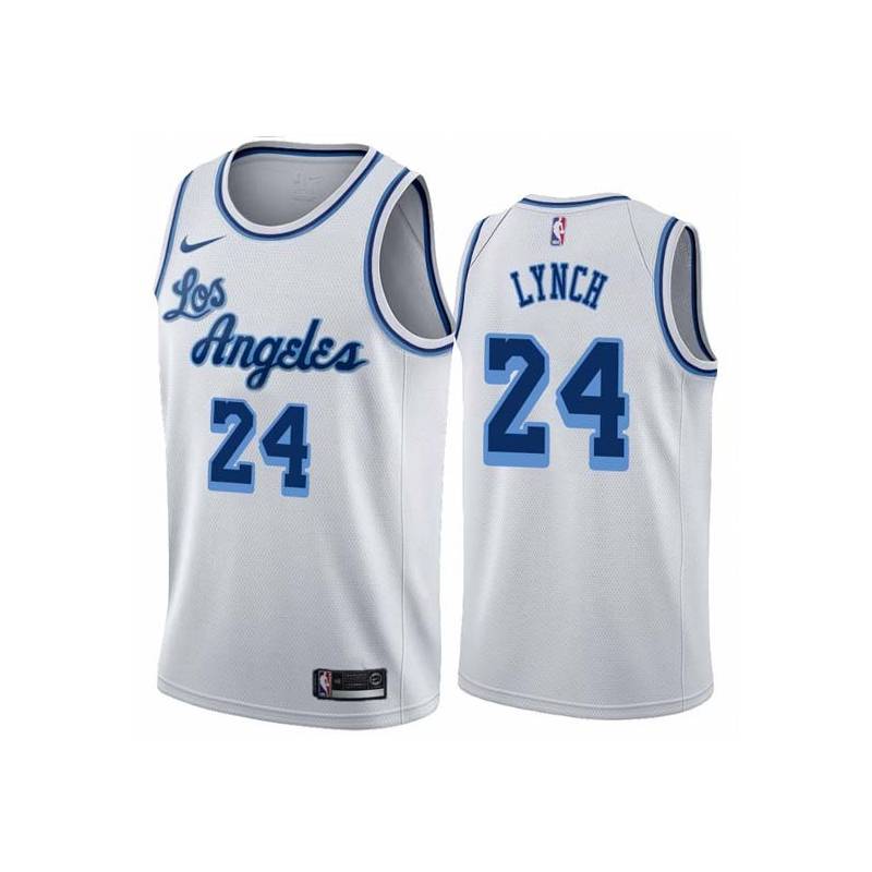 White Classic George Lynch Twill Basketball Jersey -Lakers #24 Lynch Twill Jerseys, FREE SHIPPING