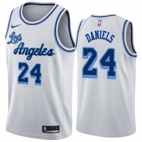 White Classic Lloyd Daniels Twill Basketball Jersey -Lakers #24 Daniels Twill Jerseys, FREE SHIPPING