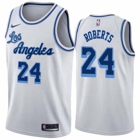 White Classic Fred Roberts Twill Basketball Jersey -Lakers #24 Roberts Twill Jerseys, FREE SHIPPING