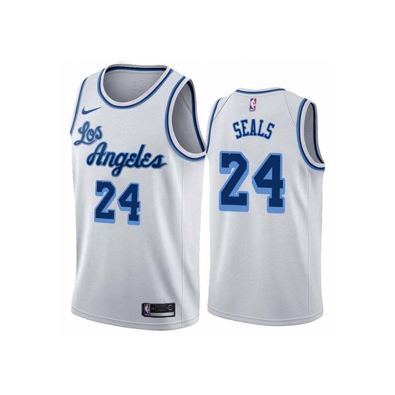 White Classic Shea Seals Twill Basketball Jersey -Lakers #24 Seals Twill Jerseys, FREE SHIPPING