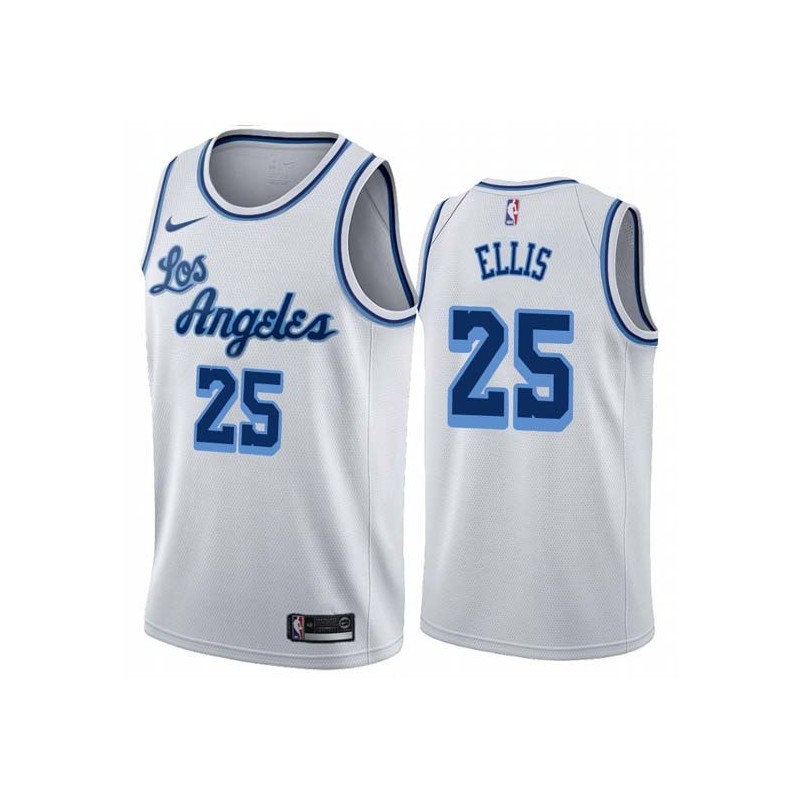 White Classic Leroy Ellis Twill Basketball Jersey -Lakers #25 Ellis Twill Jerseys, FREE SHIPPING