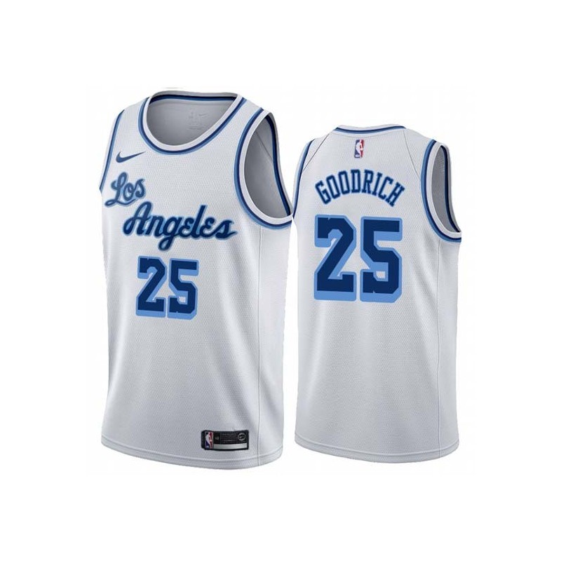 White Classic Gail Goodrich Twill Basketball Jersey -Lakers #25 Goodrich Twill Jerseys, FREE SHIPPING