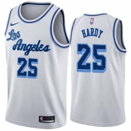 White Classic Alan Hardy Twill Basketball Jersey -Lakers #25 Hardy Twill Jerseys, FREE SHIPPING