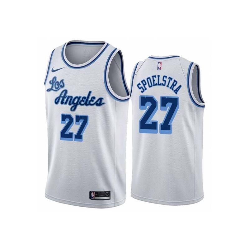 White Classic Art Spoelstra Twill Basketball Jersey -Lakers #27 Spoelstra Twill Jerseys, FREE SHIPPING