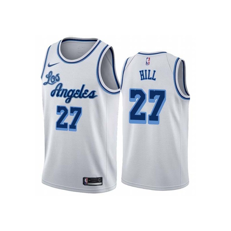 White Classic Jordan Hill Twill Basketball Jersey -Lakers #27 Hill Twill Jerseys, FREE SHIPPING