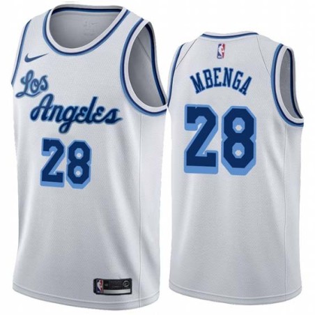 White Classic Didier D.J. Ilunga-Mbenga Twill Basketball Jersey -Lakers #28 Mbenga Twill Jerseys, FREE SHIPPING