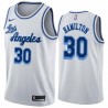 White Classic Steve Hamilton Twill Basketball Jersey -Lakers #30 Hamilton Twill Jerseys, FREE SHIPPING