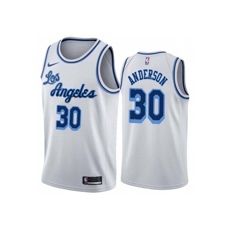 White Classic Cliff Anderson Twill Basketball Jersey -Lakers #30 Anderson Twill Jerseys, FREE SHIPPING