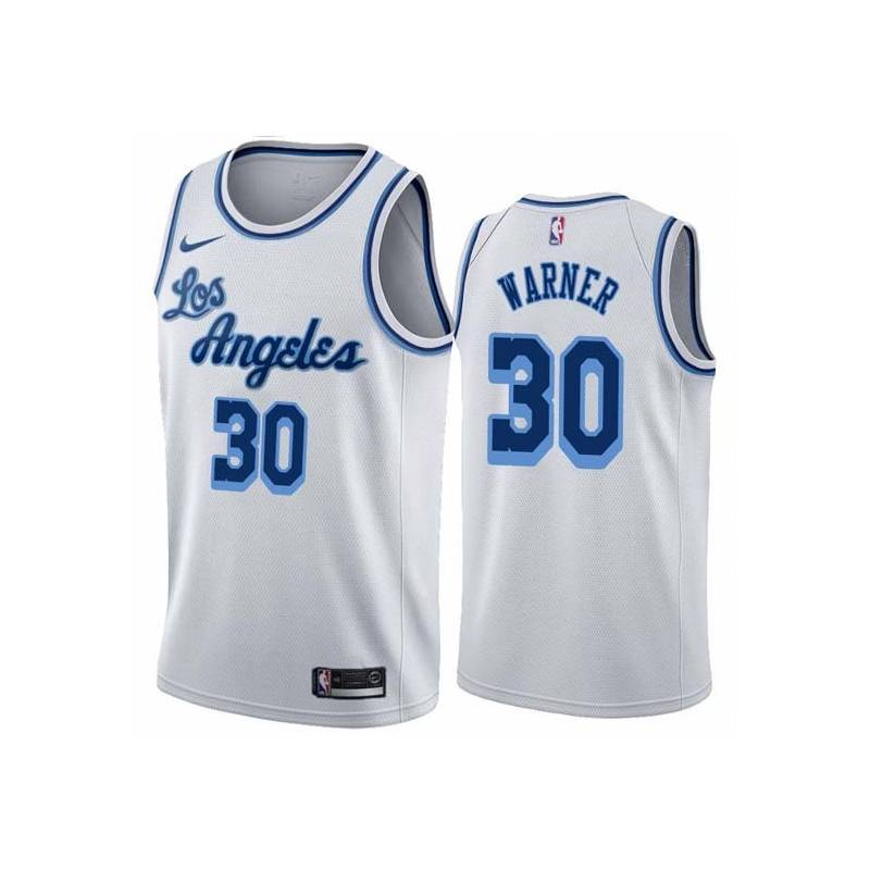 White Classic Cornell Warner Twill Basketball Jersey -Lakers #30 Warner Twill Jerseys, FREE SHIPPING