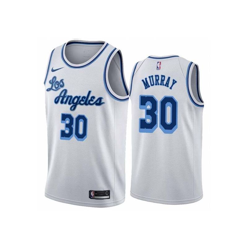 White Classic Tracy Murray Twill Basketball Jersey -Lakers #30 Murray Twill Jerseys, FREE SHIPPING