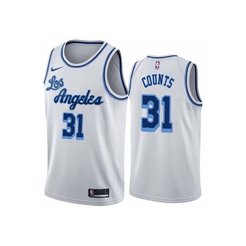 White Classic Mel Counts Twill Basketball Jersey -Lakers #31 Counts Twill Jerseys, FREE SHIPPING