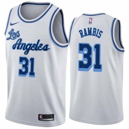 White Classic Kurt Rambis Twill Basketball Jersey -Lakers #31 Rambis Twill Jerseys, FREE SHIPPING