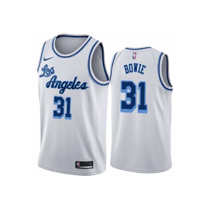 White Classic Sam Bowie Twill Basketball Jersey -Lakers #31 Bowie Twill Jerseys, FREE SHIPPING