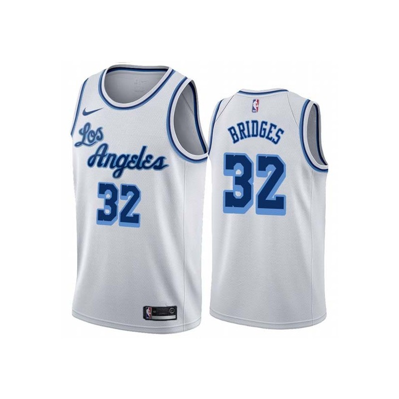 White Classic Bill Bridges Twill Basketball Jersey -Lakers #32 Bridges Twill Jerseys, FREE SHIPPING