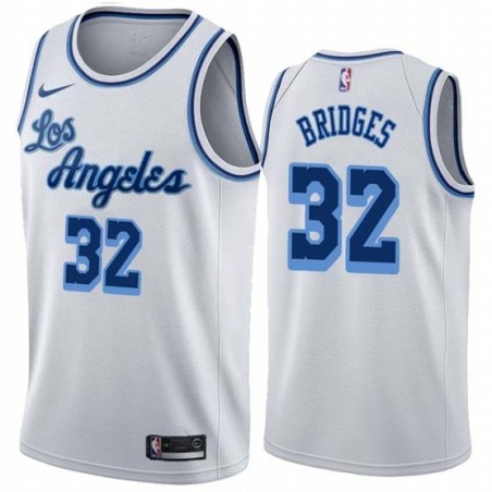 White Classic Bill Bridges Twill Basketball Jersey -Lakers #32 Bridges Twill Jerseys, FREE SHIPPING