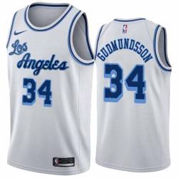 White Classic Petur Gudmundsson Twill Basketball Jersey -Lakers #34 Gudmundsson Twill Jerseys, FREE SHIPPING