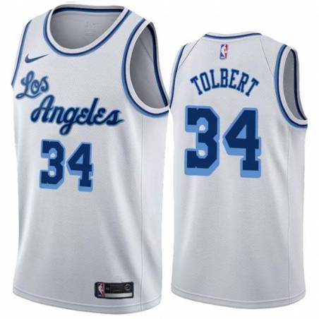 White Classic Ray Tolbert Twill Basketball Jersey -Lakers #34 Tolbert Twill Jerseys, FREE SHIPPING