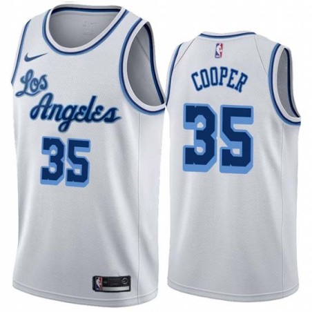 White Classic Joe Cooper Twill Basketball Jersey -Lakers #35 Cooper Twill Jerseys, FREE SHIPPING