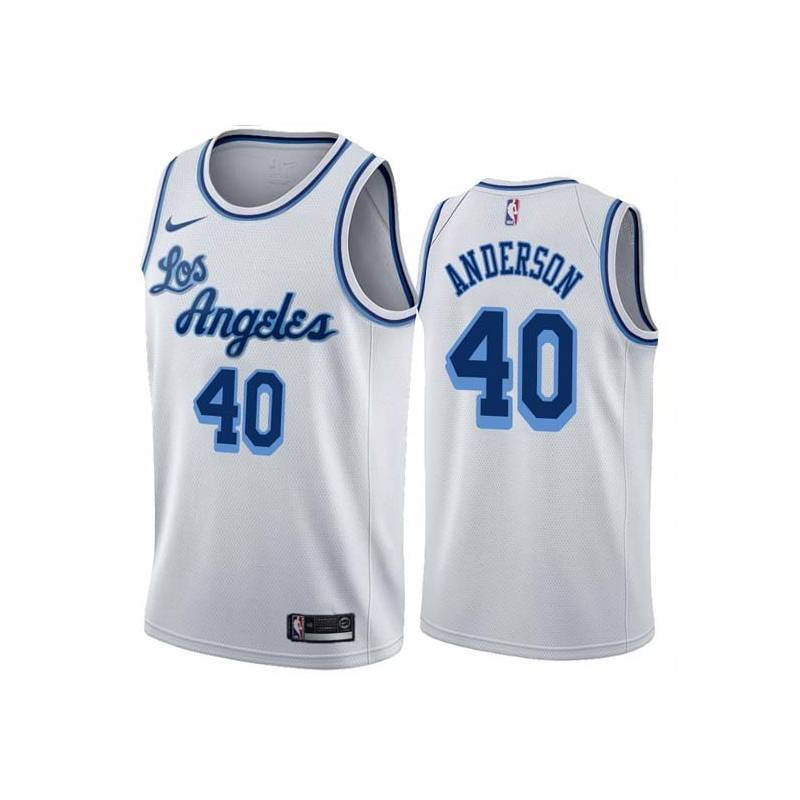 White Classic Cliff Anderson Twill Basketball Jersey -Lakers #40 Anderson Twill Jerseys, FREE SHIPPING