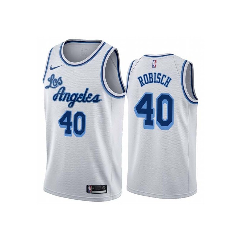 White Classic Dave Robisch Twill Basketball Jersey -Lakers #40 Robisch Twill Jerseys, FREE SHIPPING