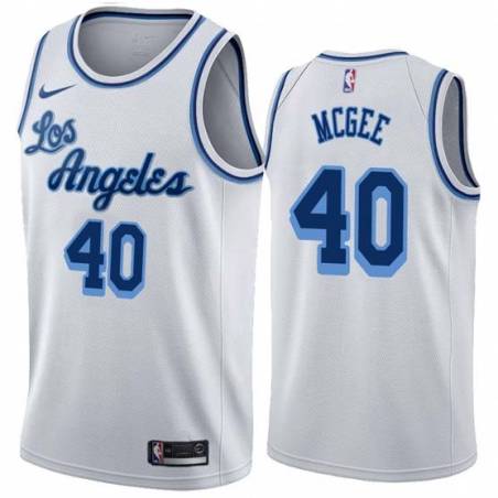 White Classic Mike McGee Twill Basketball Jersey -Lakers #40 McGee Twill Jerseys, FREE SHIPPING