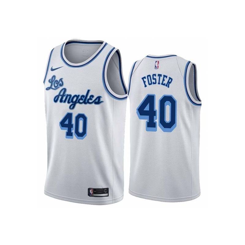 White Classic Greg Foster Twill Basketball Jersey -Lakers #40 Foster Twill Jerseys, FREE SHIPPING