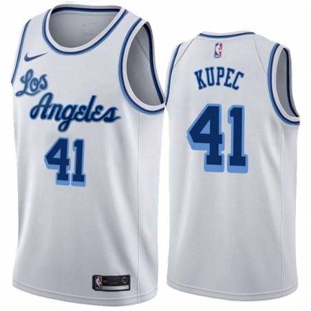 White Classic C.J. Kupec Twill Basketball Jersey -Lakers #41 Kupec Twill Jerseys, FREE SHIPPING