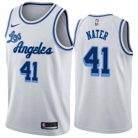 White Classic Swen Nater Twill Basketball Jersey -Lakers #41 Nater Twill Jerseys, FREE SHIPPING