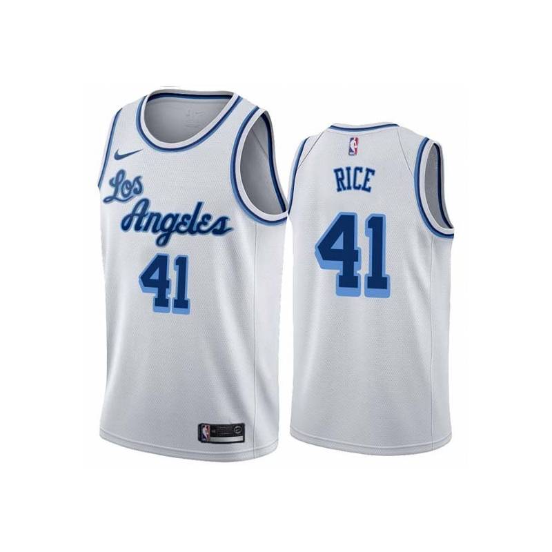 White Classic Glen Rice Twill Basketball Jersey -Lakers #41 Rice Twill Jerseys, FREE SHIPPING