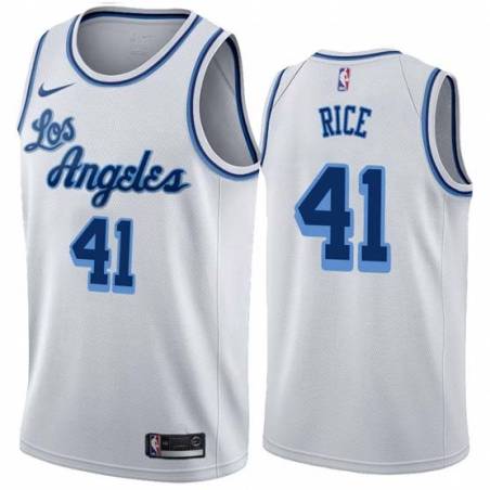 White Classic Glen Rice Twill Basketball Jersey -Lakers #41 Rice Twill Jerseys, FREE SHIPPING