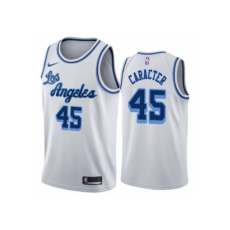 White Classic Derrick Caracter Twill Basketball Jersey -Lakers #45 Caracter Twill Jerseys, FREE SHIPPING