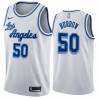 White Classic Bob Burrow Twill Basketball Jersey -Lakers #50 Burrow Twill Jerseys, FREE SHIPPING