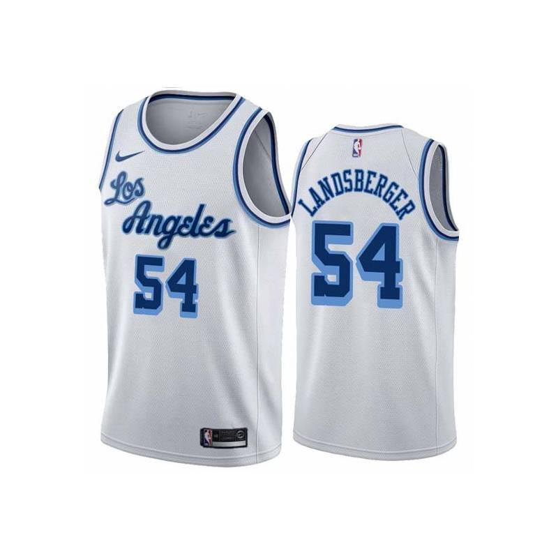 White Classic Mark Landsberger Twill Basketball Jersey -Lakers #54 Landsberger Twill Jerseys, FREE SHIPPING