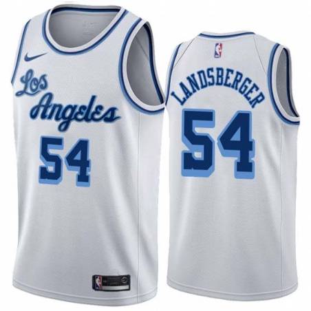 White Classic Mark Landsberger Twill Basketball Jersey -Lakers #54 Landsberger Twill Jerseys, FREE SHIPPING