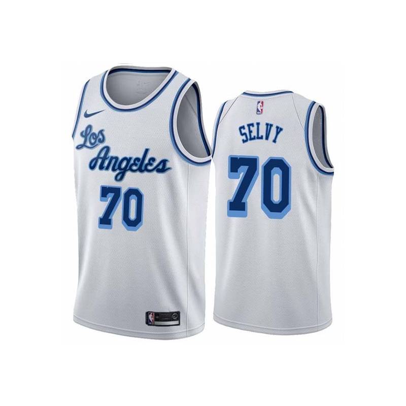 White Classic Frank Selvy Twill Basketball Jersey -Lakers #70 Selvy Twill Jerseys, FREE SHIPPING