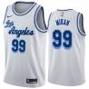 White Classic George Mikan Twill Basketball Jersey -Lakers #99 Mikan Twill Jerseys, FREE SHIPPING