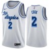 White Classic Quinn Cook Lakers #2 Twill Basketball Jersey FREE SHIPPING