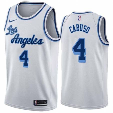 White Classic Alex Caruso Lakers #4 Twill Basketball Jersey FREE SHIPPING