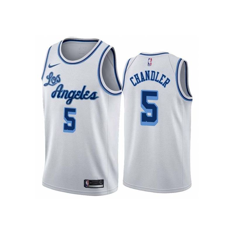 White Classic Tyson Chandler Lakers #5 Twill Basketball Jersey FREE SHIPPING