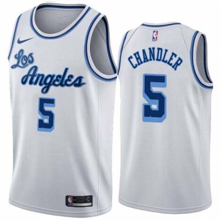 White Classic Tyson Chandler Lakers #5 Twill Basketball Jersey FREE SHIPPING