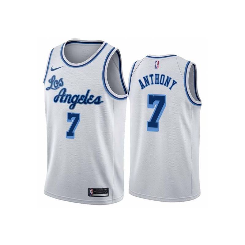 White Classic Carmelo Anthony Lakers #7 Twill Basketball Jersey FREE SHIPPING